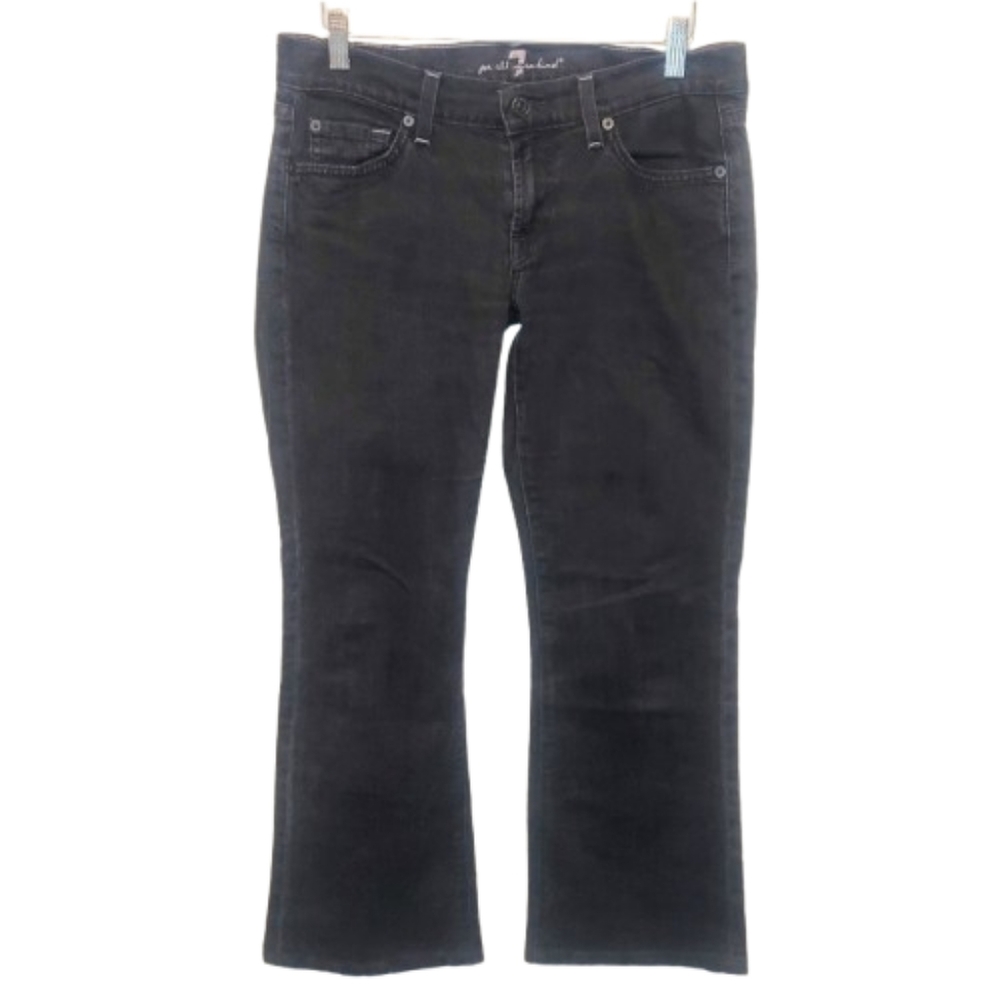 7 For All Mankind Women's Black Bootcut Low-rise Denim Jeans Size 28